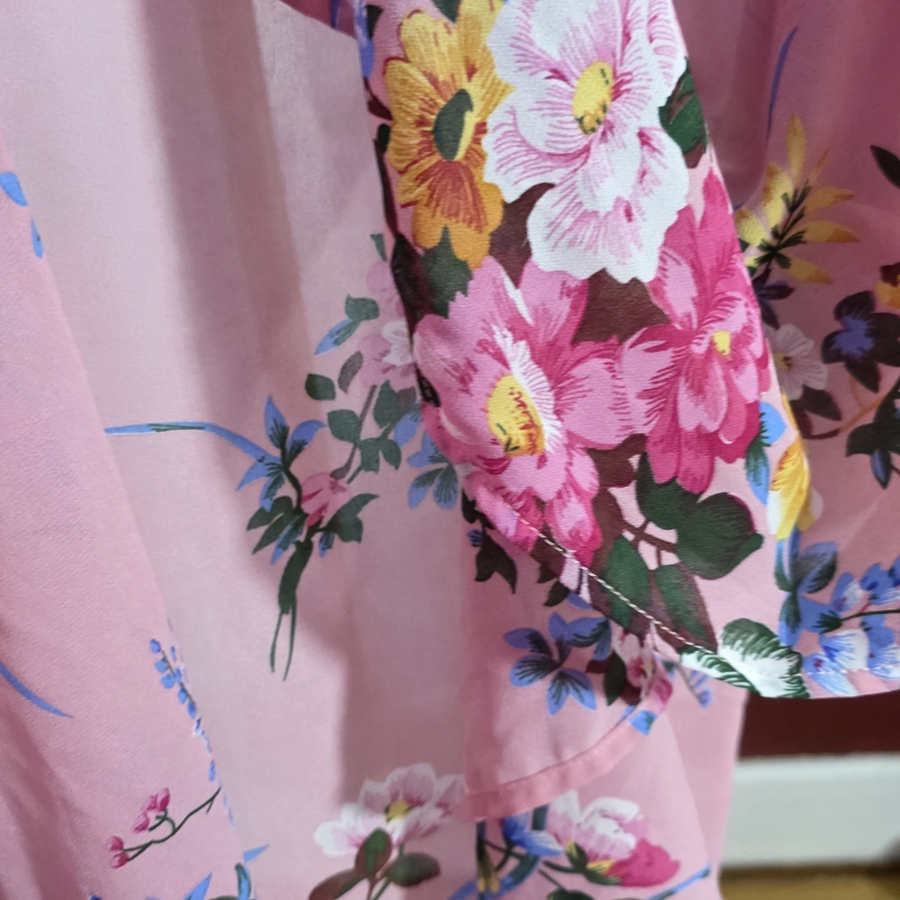 🌺 Umgee Pink Floral Kimono Duster Beach Size  Medium Large - Picture 6 of 7